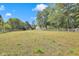 Expansive grassy land featuring a white fence border and scattered trees under a bright blue sky at 3521 Banks Rd, Raleigh, NC 27603