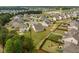 Expansive aerial view of a neighborhood with large lots, well-kept homes, and mature trees at 404 Lily Pad Ct, Zebulon, NC 27597