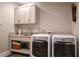 Functional laundry room with ample cabinet space, sink, and modern appliances at 4331 Millcreek Cir, Pittsboro, NC 27312