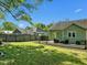 Spacious backyard showing a wooden deck with outdoor seating and a privacy fence at 501 Mallard Ave, Durham, NC 27701