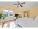 Bright bedroom with vaulted ceiling, ceiling fan, and sun-filled windows at 501 Mallard Ave, Durham, NC 27701