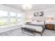 Bright bedroom features large windows, neutral tones, and stylish furniture with a view of the backyard at 718 Colby Pl, Durham, NC 27713