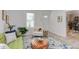 Cozy living room with green sofa, wood coffee table, neutral walls, and a comfortable armchair at 919 Orient St, Durham, NC 27701
