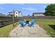 Outdoor fire pit area with Adirondack chairs and pea gravel surrounded by a wood fence at 1010 Smoke Willow Way, Rolesville, NC 27571