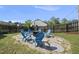 Outdoor fire pit area with Adirondack chairs, pea gravel, and stepping stones at 1010 Smoke Willow Way, Rolesville, NC 27571