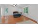 Bedroom boasts lots of natural light, ceiling fan, and a built-in closet at 102 Treadwell Ct, Cary, NC 27513