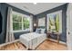 Cozy bedroom featuring hardwood floors, natural lighting and decorated with contemporary decor at 1202 S Bloodworth St, Raleigh, NC 27601