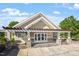 Clubhouse exterior featuring covered terrace and stone accents, perfect for outdoor gatherings and community events at 1317 Colonial Club Rd, Wake Forest, NC 27587