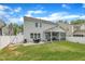 Exterior view of a home showcasing a pristine backyard with a patio, perfect for Gathering gatherings and relaxation at 1410 Arena Ln, Fuquay Varina, NC 27526
