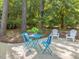 Charming outdoor patio space with comfortable seating and a serene wooded backdrop at 203 Wood Cir, Chapel Hill, NC 27514