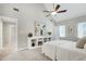 Spacious main bedroom featuring vaulted ceilings, white trim, and ensuite access at 2205 Long And Winding Rd, Raleigh, NC 27603