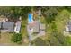 Aerial view showcasing a home with a private pool, surrounding greenery, and ample outdoor space at 226 Smith Dr, Durham, NC 27712