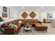A comfy leather sofa sits in a spacious living area with cool decor at 226 Smith Dr, Durham, NC 27712
