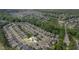 An aerial view shows the home's location on a cul-de-sac within a lush community at 2437 Everstone Rd, Wake Forest, NC 27587
