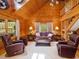 Comfortable living room showcasing a vaulted ceiling, a ceiling fan, and wood paneling at 3009 Pleasant Hill Church Rd, Siler City, NC 27344
