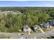 An aerial view showcasing homes in a lush, wooded neighborhood with mature trees, manicured lawns and neighborhood streets at 3138 Curling Creek Dr, Apex, NC 27502