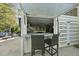Stylish outdoor bar with pass-through window, perfect for entertaining in a landscaped backyard at 3138 Curling Creek Dr, Apex, NC 27502