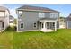 Home exterior featuring lush lawn, covered patio, and architectural details at 3529 Bailey Lake Dr, Fuquay Varina, NC 27526