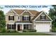 Rendering of charming two-story home with a beautifully landscaped front yard and a two car garage at 3529 Bailey Lake Dr, Fuquay Varina, NC 27526