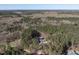 Aerial view highlighting a house secluded by the forest with a backdrop of distant city skyline at 464 Rosemont Dr, Durham, NC 27713