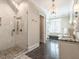 Bathroom featuring a tiled shower and a large vanity with granite countertop at 464 Rosemont Dr, Durham, NC 27713