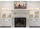 Close-up of the fireplace and built-in shelves, showcasing the architectural details at 464 Rosemont Dr, Durham, NC 27713