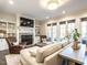 Inviting living room with a fireplace, built-in shelving, and large windows, offering a comfortable and stylish space at 464 Rosemont Dr, Durham, NC 27713