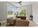 Bright office with large windows, hardwood floors, and stylish furnishings at 5803 Vintage Oak Ln, Raleigh, NC 27613