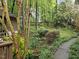 Exterior view of the landscaped backyard with a walking path and gazebo at 6245 Hampton Ridge Rd, Raleigh, NC 27603