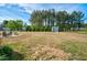 Spacious backyard with lush green grass, a shed, and mature trees, offering plenty of room for outdoor enjoyment at 93 Fallingbrook Dr, Kenly, NC 27542