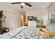 Comfortable bedroom with ample storage, a ceiling fan, and a relaxing ambiance at 104 Argyle Ct, Garner, NC 27529