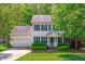 Charming two-story home with green shutters, landscaped yard, and attached two-car garage at 107 Candy Apple Ct, Cary, NC 27513