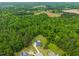 Gorgeous aerial view of home with private pool surrounded by lush, mature trees and landscaping at 140 Crystal Pl, Benson, NC 27504