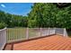 View from the deck with white railings overlooking the yard at 1576 Cheves Rd, Zebulon, NC 27597