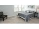Cozy bedroom featuring plush carpeting, neutral color palette, ample natural lighting and simple wall art at 200 Larkhaven Pl, Apex, NC 27539