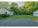 Spacious backyard with gravel driveway and a two-car garage at 2021 Bundy Ave, Durham, NC 27704