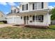 Welcoming front porch featuring white columns, decorative door, and fresh landscape at 281 Highland Forest Dr, Sanford, NC 27332