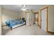 Bedroom with carpeted floor, ceiling fan, and two closets at 2917 Ericka Dr, Hillsborough, NC 27278