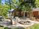 Outdoor patio featuring a fire pit, seating, and barbecue area at 305 Clarendon Cres, Raleigh, NC 27610