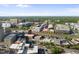 A high, wide aerial view displays the location of the building within the downtown community at 323 W Main St # C, Durham, NC 27701
