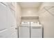 Functional laundry room equipped with modern front-loading washer and dryer at 3809 Victorian Grace Ln, Apex, NC 27539