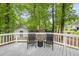 Relax on the back deck with seating surrounded by trees at 404 Trappers Run Dr, Cary, NC 27513