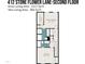 Second floor plan layout showing the relationship between rooms at 412 Stone Flower Ln, Raleigh, NC 27603