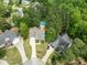 Aerial view of a home featuring a private pool and mature tree coverage at 84 N Hadrian Ct, Clayton, NC 27520