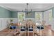 Traditional dining room with chandelier, wainscoting, and seating for six at 1107 Daleland Dr, Raleigh, NC 27612