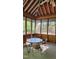 Inviting screened porch featuring a table and seating to enjoy the outdoors at 113 Colonial Dr, Wendell, NC 27591