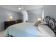 Comfortable bedroom with ceiling fan, side table lamps, dresser and desk area at 1245 Torchlight Way, Raleigh, NC 27603
