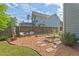 Backyard garden space featuring raised garden beds, crushed stone ground cover and seating area at 1427 Bungalow Ave, Durham, NC 27703