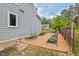Well-maintained garden featuring raised garden beds with a pea gravel surround and stepping stone path along the home's side at 1427 Bungalow Ave, Durham, NC 27703