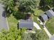 An aerial view of a single Gathering home with a long driveway and a spacious backyard at 1532 Cone Ave, Apex, NC 27502